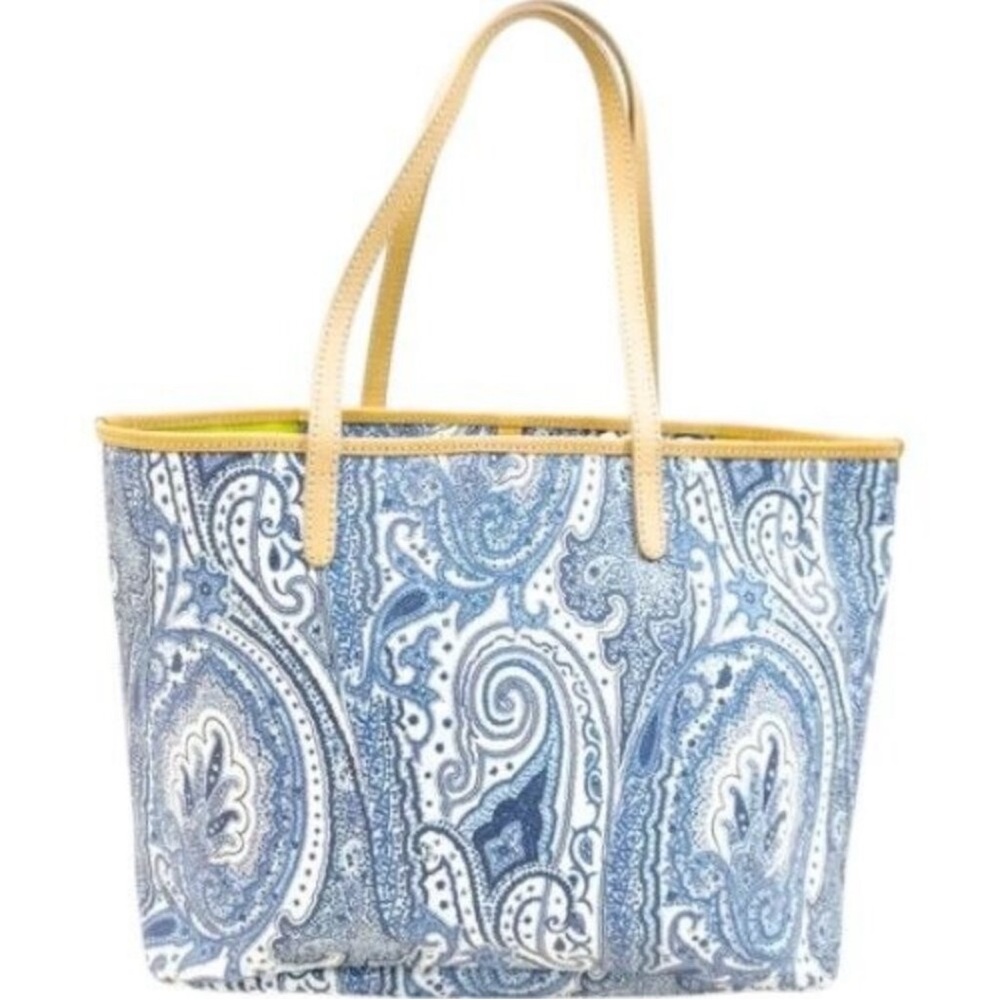 Paisley Blue and Cream Tote Bag